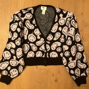 H&M X Smiley Collab Purple/Black Cardigan